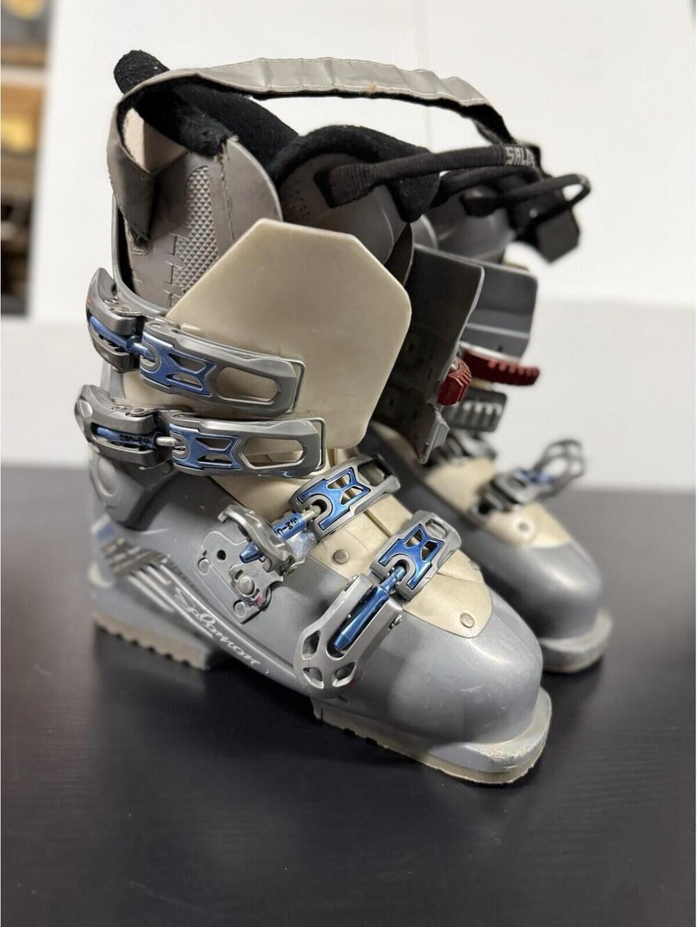 Salomon Performa Women’s Ski Boots Size 24 Gray Blue Alpine Downhill Boots